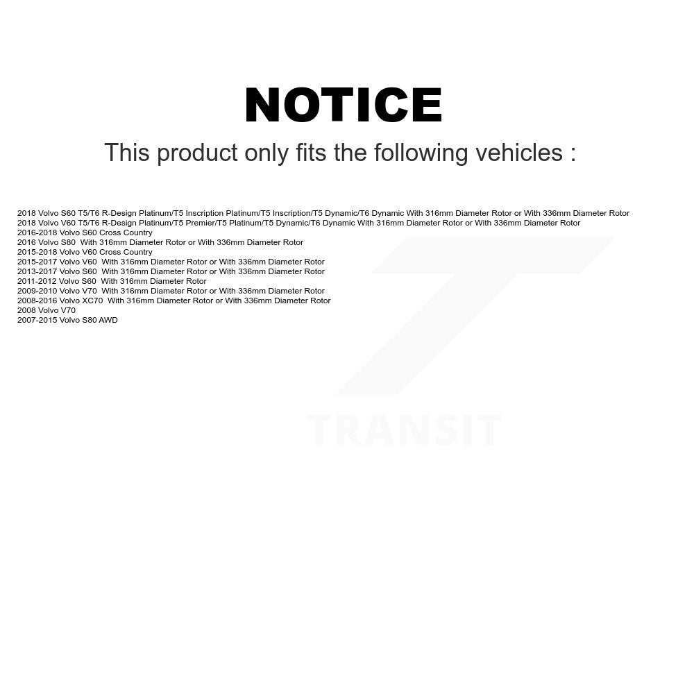 Front Rear Semi-Metallic Brake Pads Kit For Volvo S60 XC70 S80 V60 Cross Country V70 KSM-100110