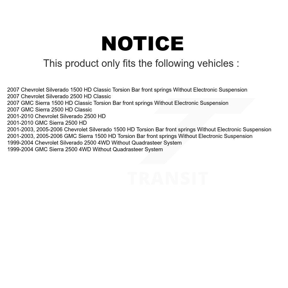Front Rear Suspension Shock Absorber Kit For Chevrolet Silverado 2500 HD GMC Sierra Classic 1500 K78-100194