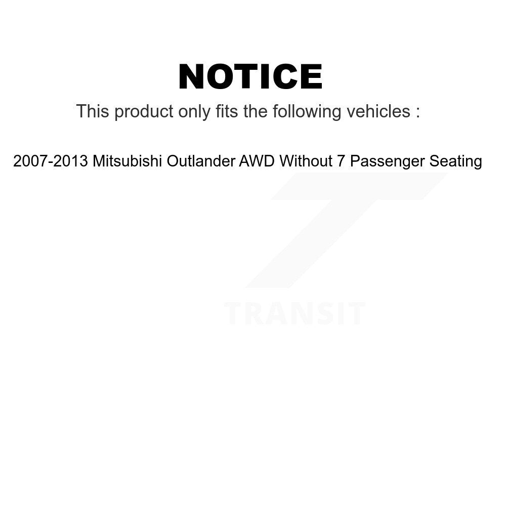 Front Rear Wheel Bearing And Hub Assembly Kit For 2007-2013 Mitsubishi Outlander AWD Without 7 Passenger Seating K70-101637