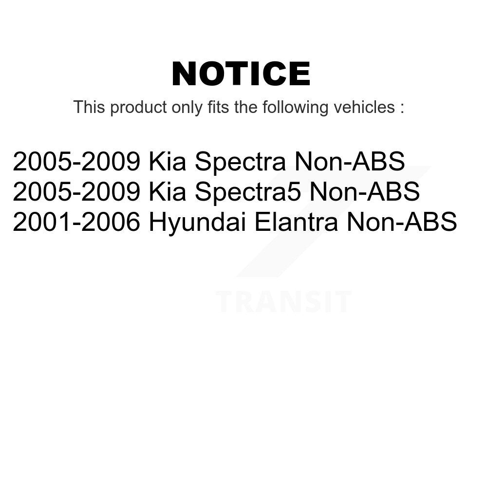 Front Rear Wheel Bearing And Hub Assembly Kit For Hyundai Elantra Kia Spectra Spectra5 Non-ABS K70-101615