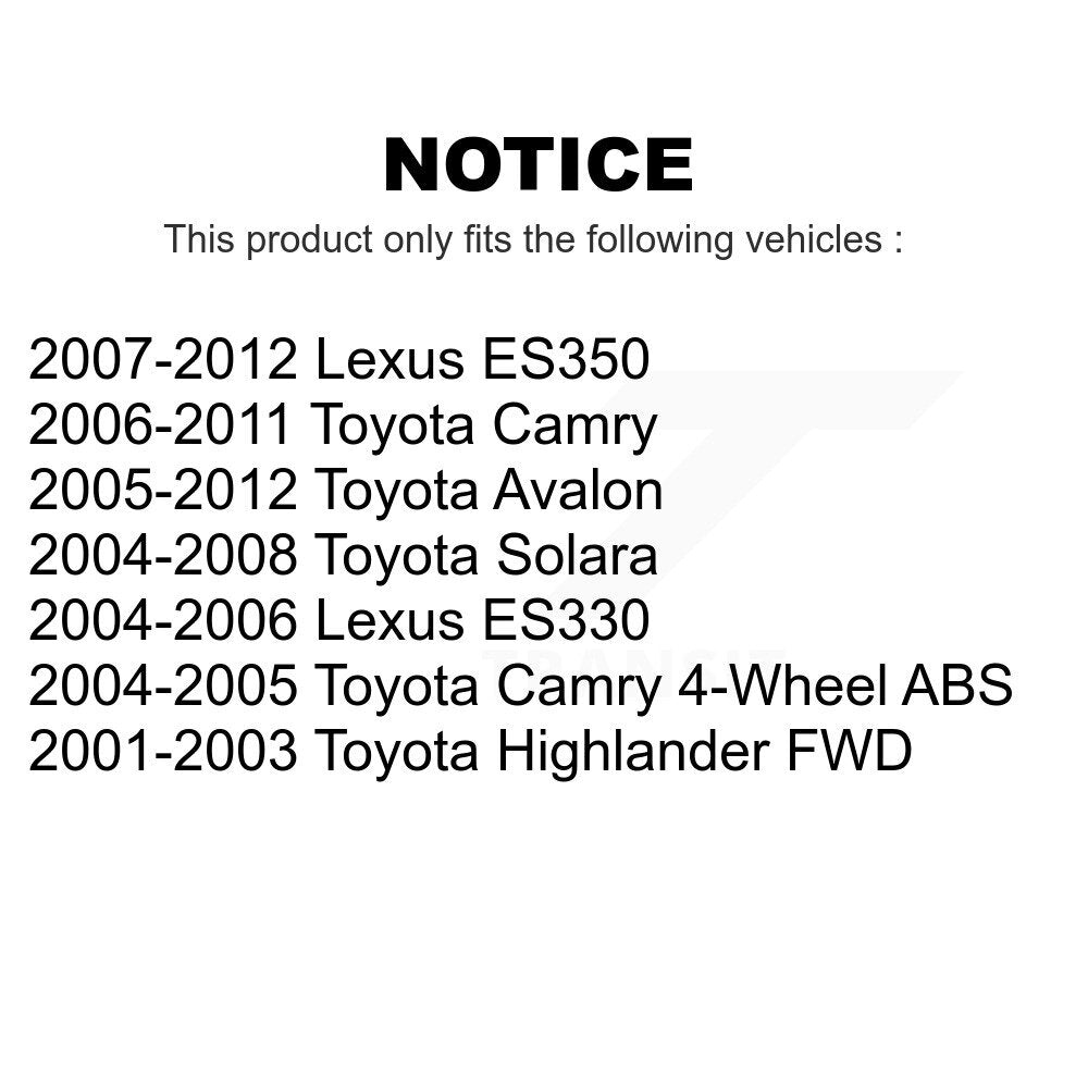 Front Rear Wheel Bearing And Hub Assembly Kit For Toyota Camry Lexus Avalon ES350 Solara Highlander ES330 K70-101704