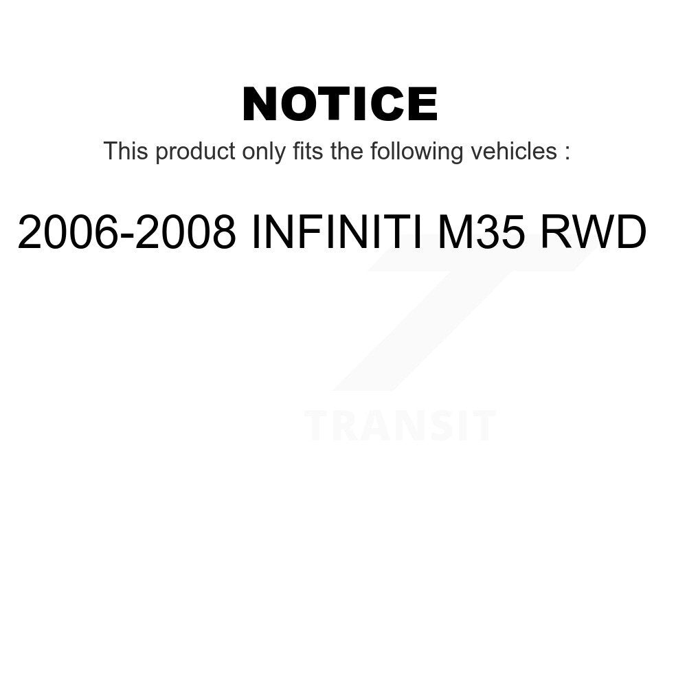 Front Rear Wheel Bearing & Hub Assembly Kit For 2006-2008 INFINITI M35 RWD K70-101992