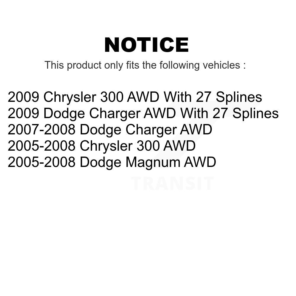 Front Rear Wheel Bearing & Hub Assembly Kit For Chrysler 300 Dodge Charger Magnum AWD K70-101224