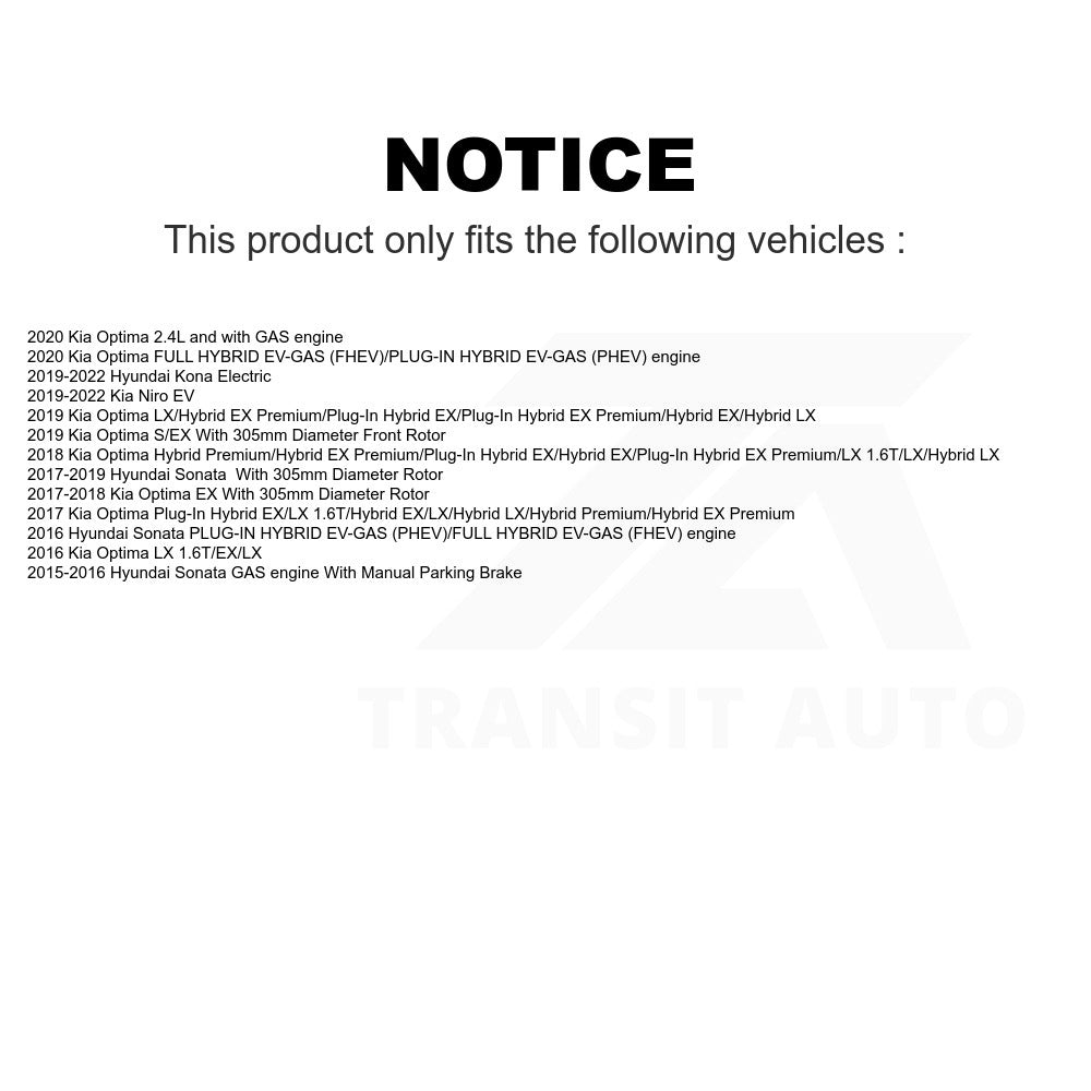 Front Semi-Metallic Disc Brake Pads PPF-D1826 For Hyundai Sonata Kia Optima Niro EV Kona Electric