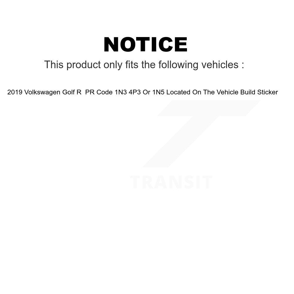 Front Steering Tie Rod End Kit For 2019 Volkswagen Golf R PR Code 1N3 4P3 Or 1N5 Located On The Vehicle Build Sticker KTR-103909
