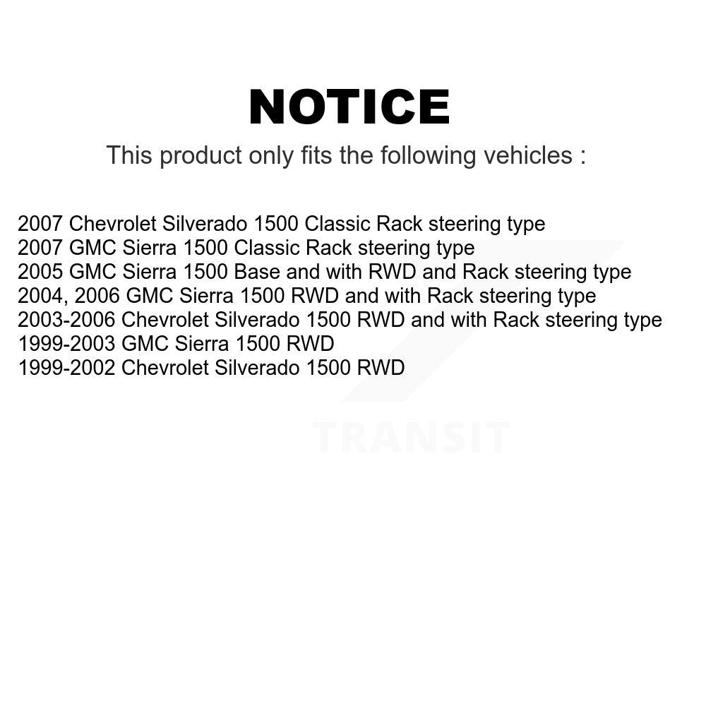 Front Steering Tie Rod End Kit For Chevrolet Silverado 1500 GMC Sierra Classic KTR-101876