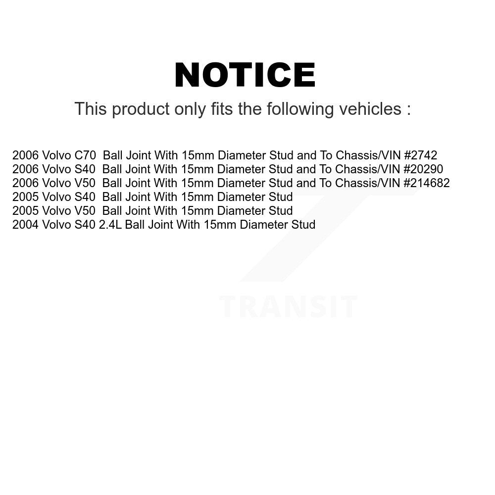 Front Suspension Control Arm And Ball Joint Assembly Kit For Volvo S40 V50 C70 KTR-101418