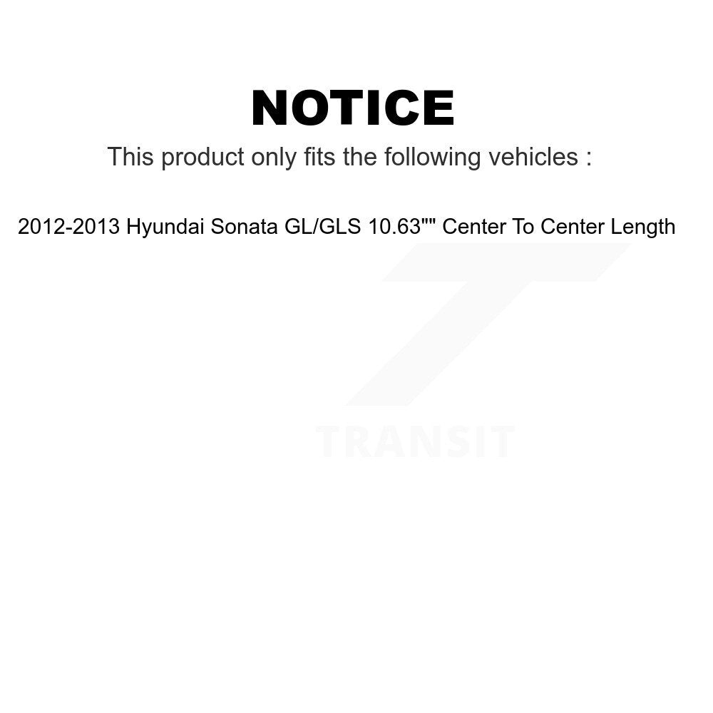 Front Suspension Control Arm And Ball Joint Assembly Steering Tie Rod End Stabilizer Bar Link Kit (8Pc) For 2012-2013 Hyundai Sonata GL GLS 10.63" Center To Length K72-100688