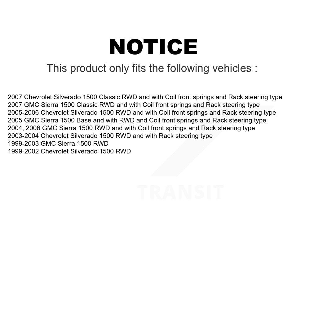Front Suspension Control Arm And Ball Joint Assembly Steering Tie Rod End Stabilizer Bar Link Kit (8Pc) For Chevrolet Silverado 1500 GMC Sierra Classic KTR-100365