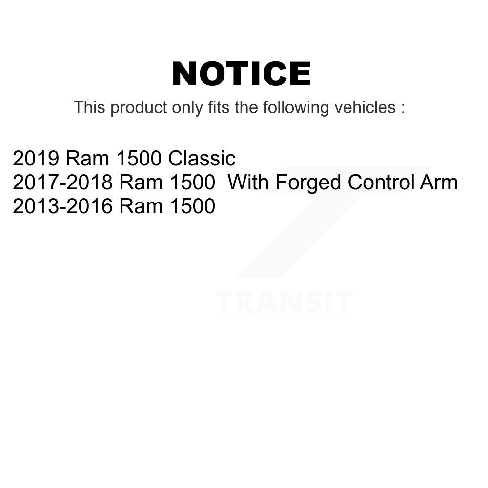 Front Suspension Control Arm And Ball Joint Assembly Steering Tie Rod End Stabilizer Bar Link Kit (8Pc) For Ram 1500 Classic KTR-101720