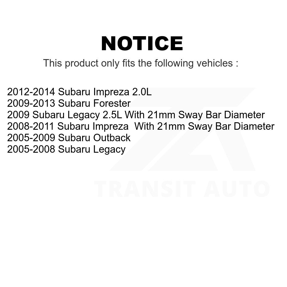 Front To Frame Suspension Stabilizer Bar Bushing TOR-K201915 For Subaru Impreza Forester Outback Legacy