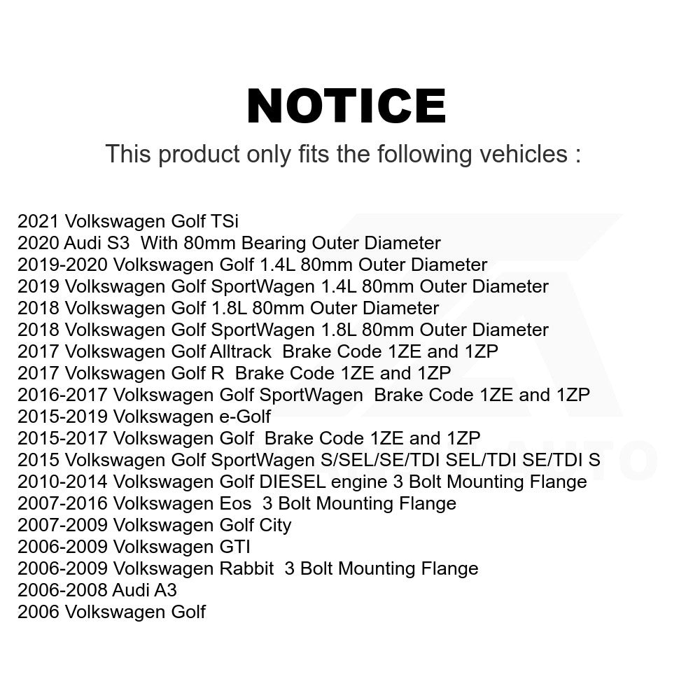 Front Wheel Bearing Hub Assembly 70-513262 For Volkswagen Golf Eos Rabbit SportWagen GTI Alltrack e-Golf Audi A3 R S3 City