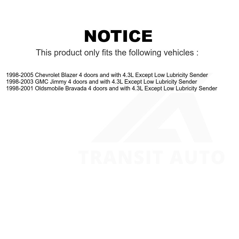Fuel Pump Module Assembly AGY-00310339 For Chevrolet Blazer GMC Jimmy Oldsmobile Bravada Except Low Lubricity Sender 4 doors with 4.3L