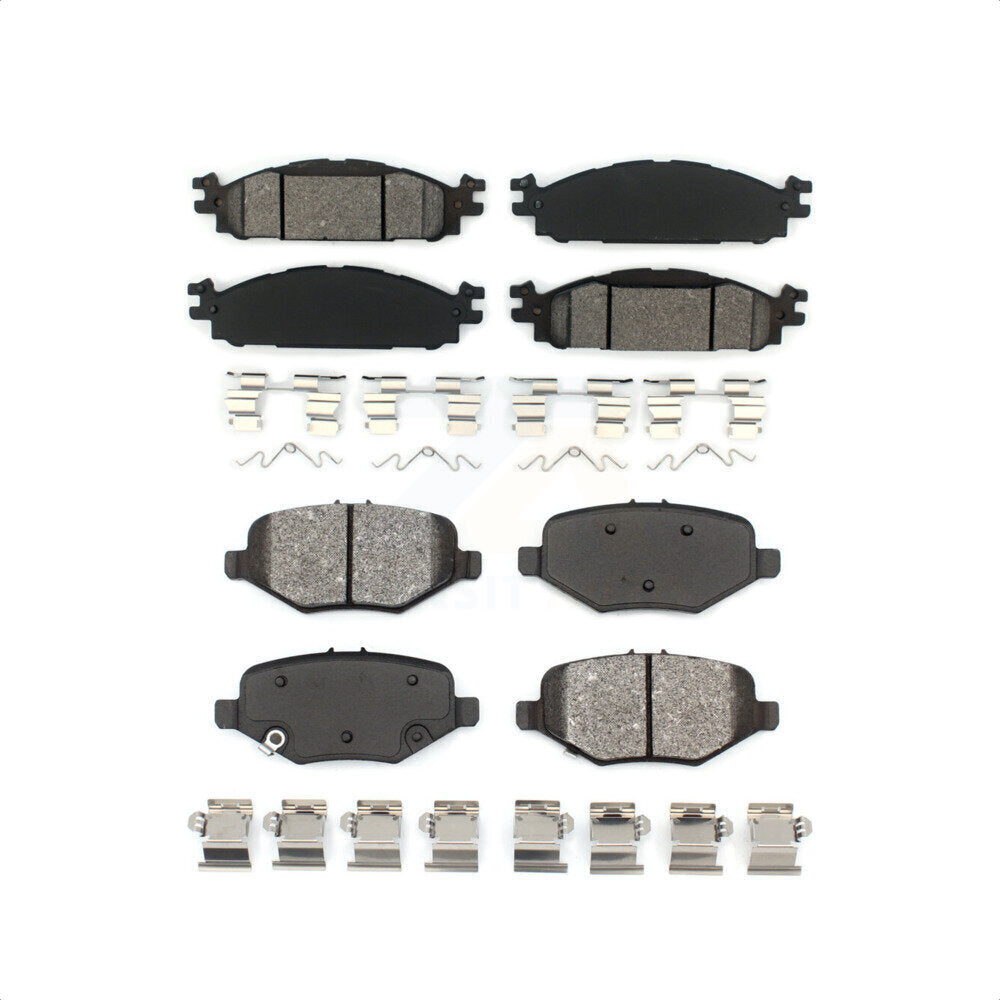 Front Rear Semi-Metallic Brake Pads Kit For 2016 Ford Explorer Base With Heavy Duty Brakes KSM-100570