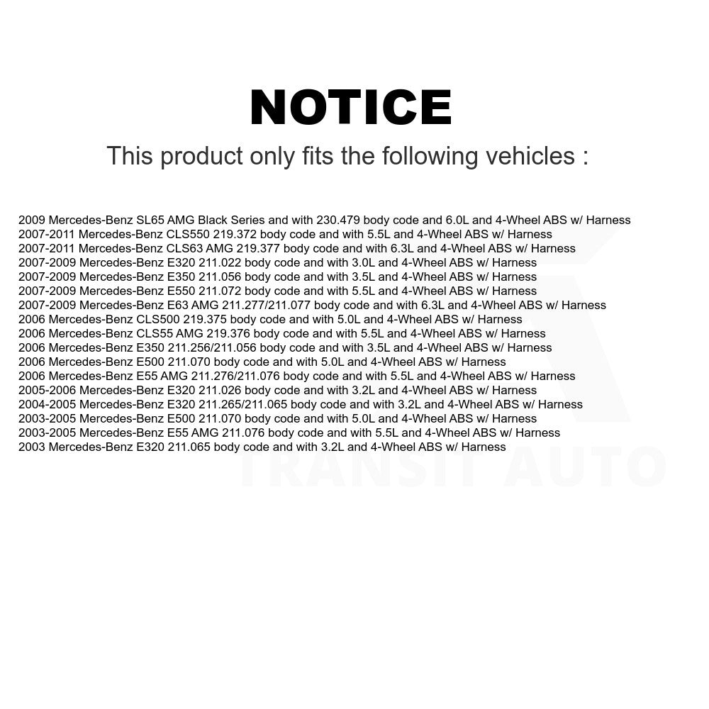 Mpulse Front ABS Wheel Speed Sensor SEN-2ABS0092 For Mercedes-Benz E350 E320 E500 CLS550 CLS500 E550 E55 AMG E63 CLS55 CLS63 SL65 w/ Harness