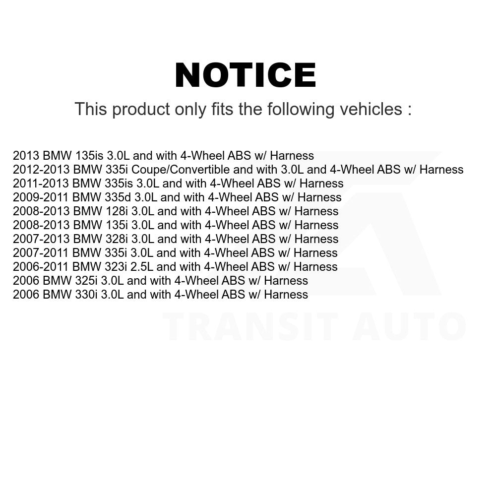 Mpulse Front ABS Wheel Speed Sensor SEN-2ABS0099 For BMW 328i 335i 325i 128i 330i 135i 335d 335is 135is 323i w/ Harness