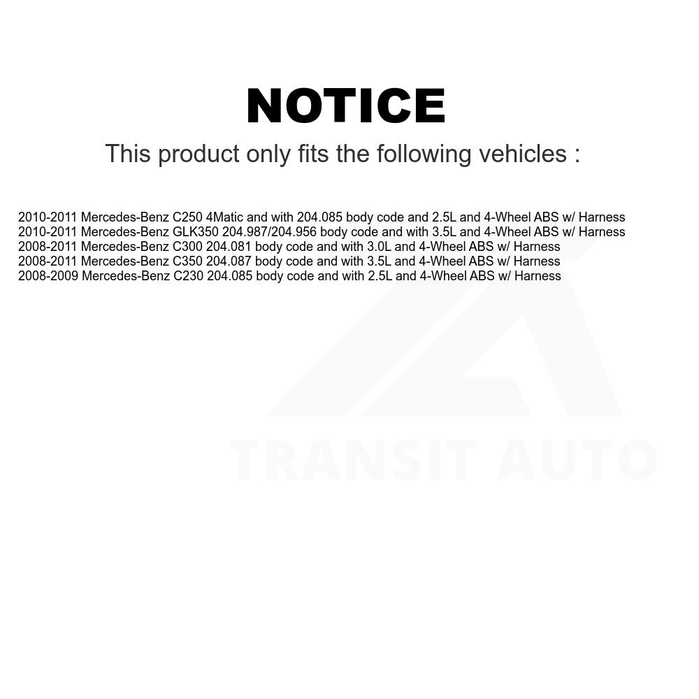 Mpulse Front ABS Wheel Speed Sensor SEN-2ABS0868 For Mercedes-Benz C300 GLK350 C350 C250 C230 w/ Harness