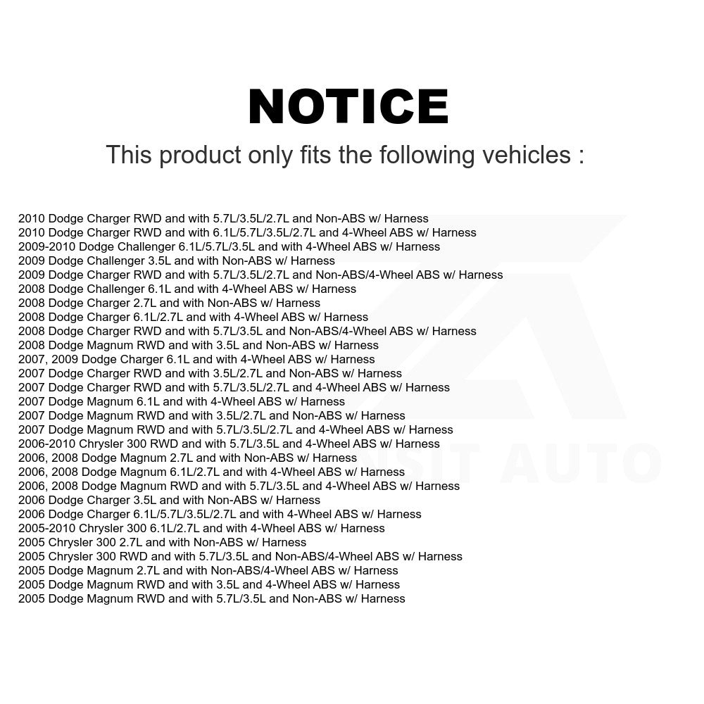 Mpulse Front ABS Wheel Speed Sensor SEN-2ABS1279 For Dodge Chrysler 300 Charger Magnum Challenger w/ Harness