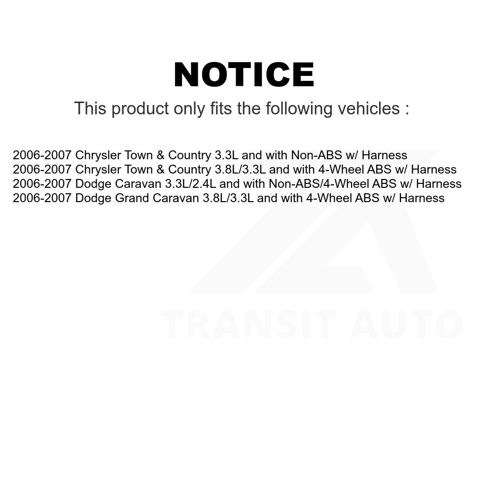 Mpulse Front Right ABS Wheel Speed Sensor SEN-2ABS2285 For Dodge Grand Caravan Chrysler Town & Country w/ Harness