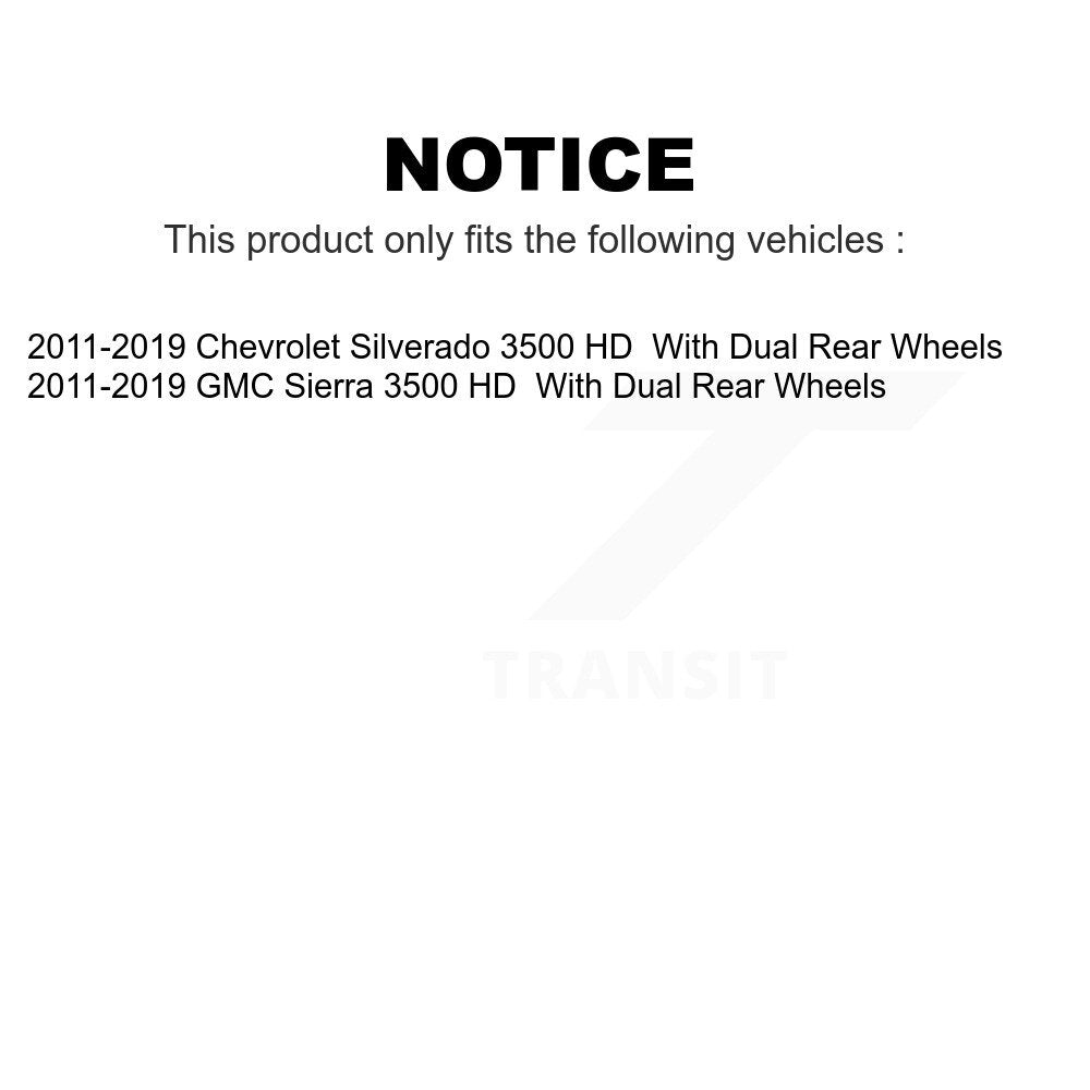Rear Coated Disc Brake Rotors Pair For 2011-2019 Chevrolet Silverado 3500 HD GMC Sierra With Dual Wheels KG-100417