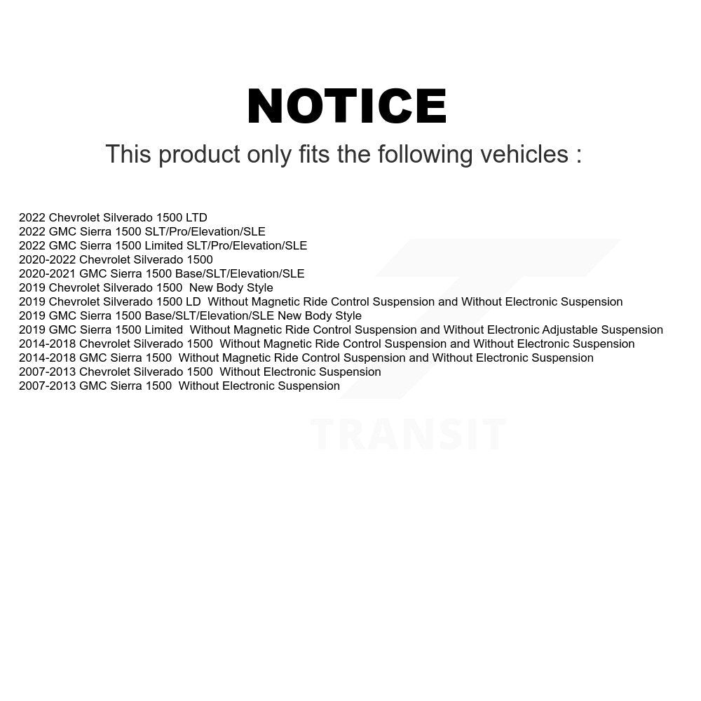 Rear Suspension Shock Absorber Pair For Chevrolet Silverado 1500 GMC Sierra LD Limited LTD K78-100440