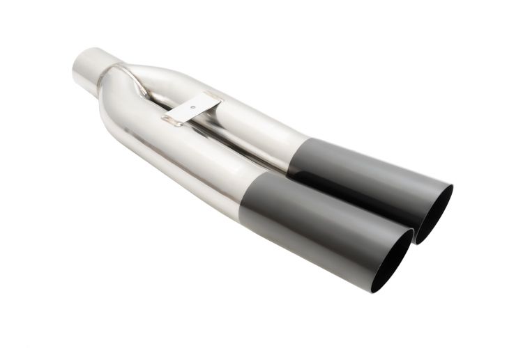 Universal Dual 3" VIP Exhaust Tip "Blast Pipe" Style (weld-on) - Angled Cut - Black Chrome Tip - MR-UT-D3BC-V2