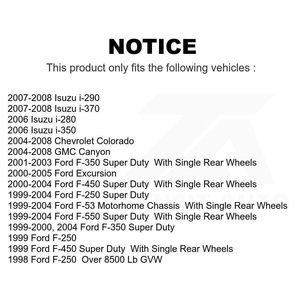 Rear Drum Brake Hardware Kit 13-H7333 For Ford F-250 Super Duty F-350 Chevrolet Colorado Excursion GMC Canyon Isuzu i-290 i-280 i-370 i-350 F-450 F-550 F-53 Motorhome Chassis