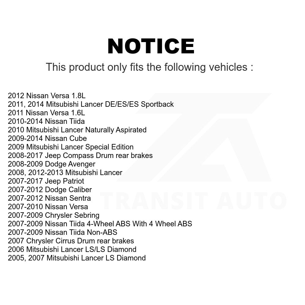Rear Drum Brake Hardware Kit 13-H7351 For Jeep Nissan Patriot Sentra Compass Versa Dodge Caliber Mitsubishi Lancer Chrysler Sebring Avenger Cube Tiida Cirrus