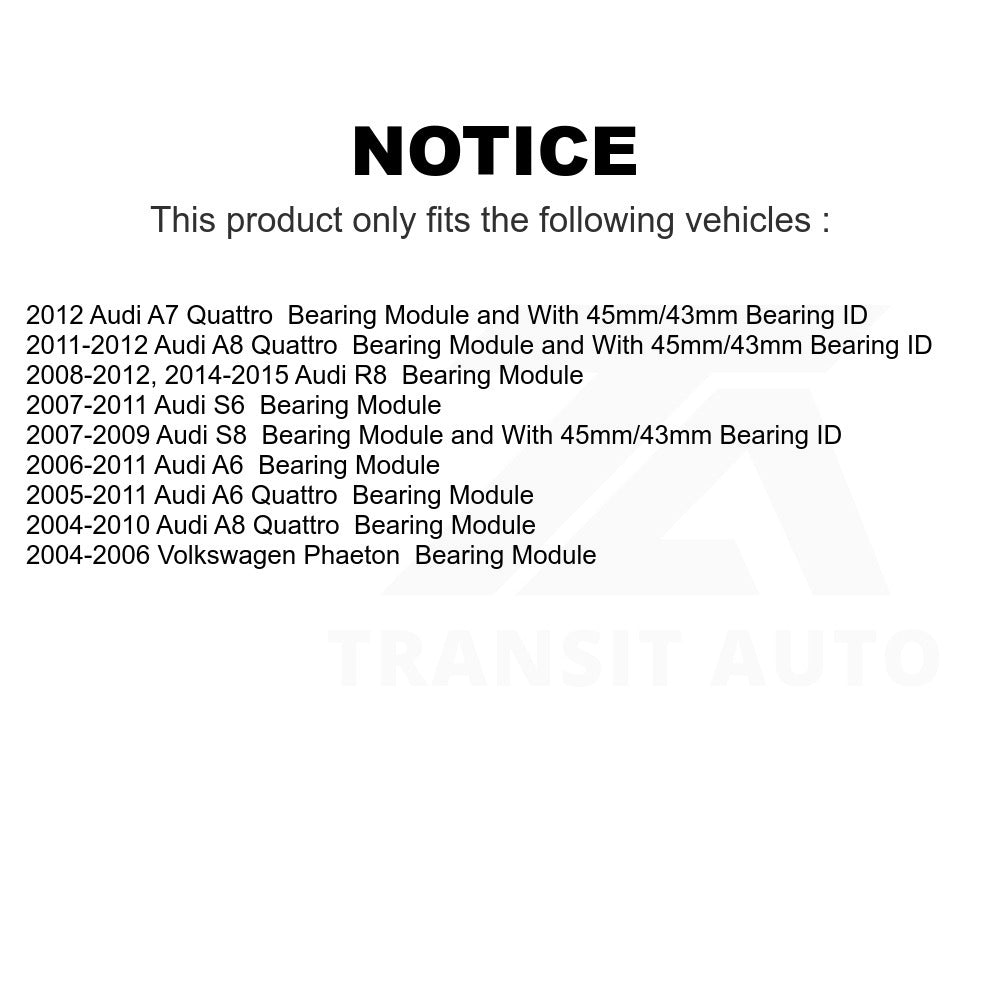 Wheel Bearing Assembly 70-513227 For Audi A6 Quattro A8 A7 R8 Volkswagen Phaeton S6 S8