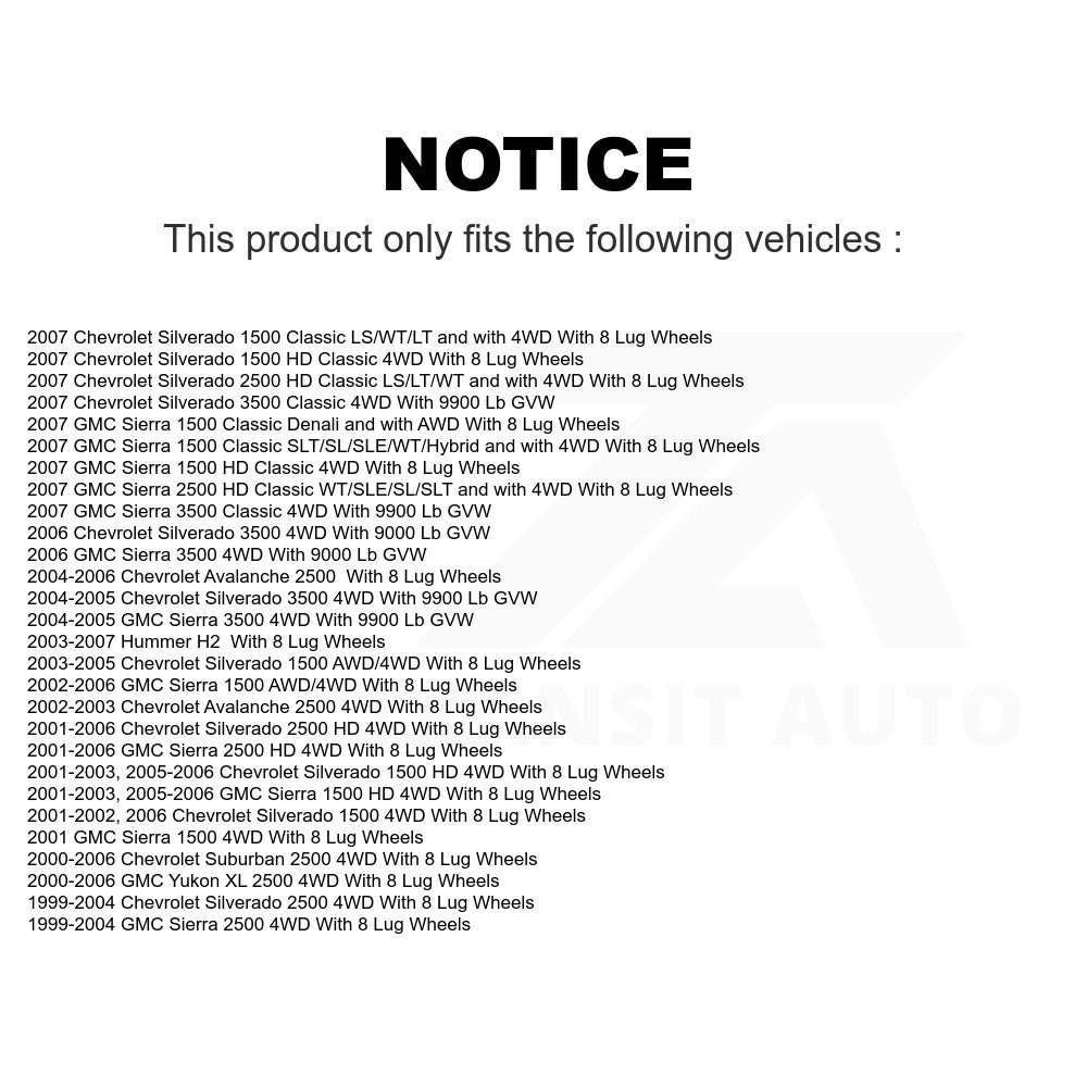 Front Wheel Bearing Hub Assembly 70-515058 For Chevrolet Silverado 1500 GMC 2500 HD Sierra Classic 3500 Hummer H2 Suburban Yukon XL Avalanche