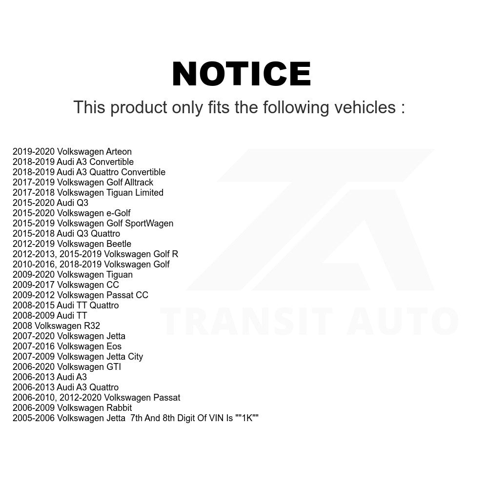 Front Suspension Stabilizer Bar Link Kit 72-K80478 For Volkswagen Jetta Passat Tiguan GTI Beetle Audi CC Golf Q3 Eos A3 Rabbit SportWagen Alltrack R e-Golf TT Quattro Limited Arteon R32 City