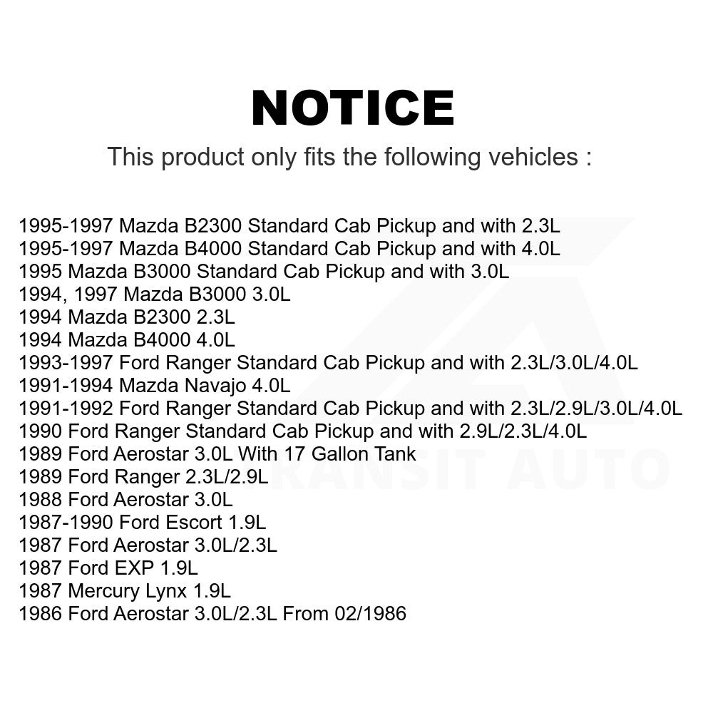 In-Tank Electric Fuel Pump AGY-00210003 For Ford Ranger Mazda B2300 B4000 Escort B3000 Aerostar Navajo Mercury Lynx EXP