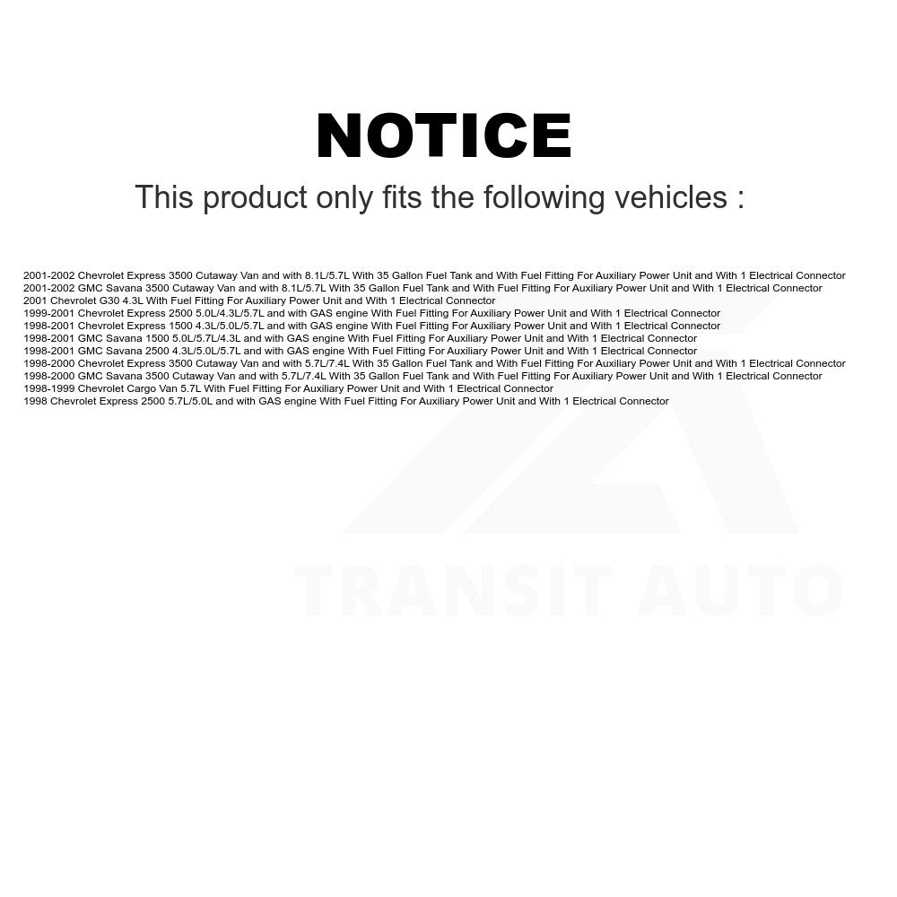 Fuel Pump Module Assembly AGY-00310191 For Chevrolet Express 3500 GMC 1500 Savana 2500 G30 Cargo Van