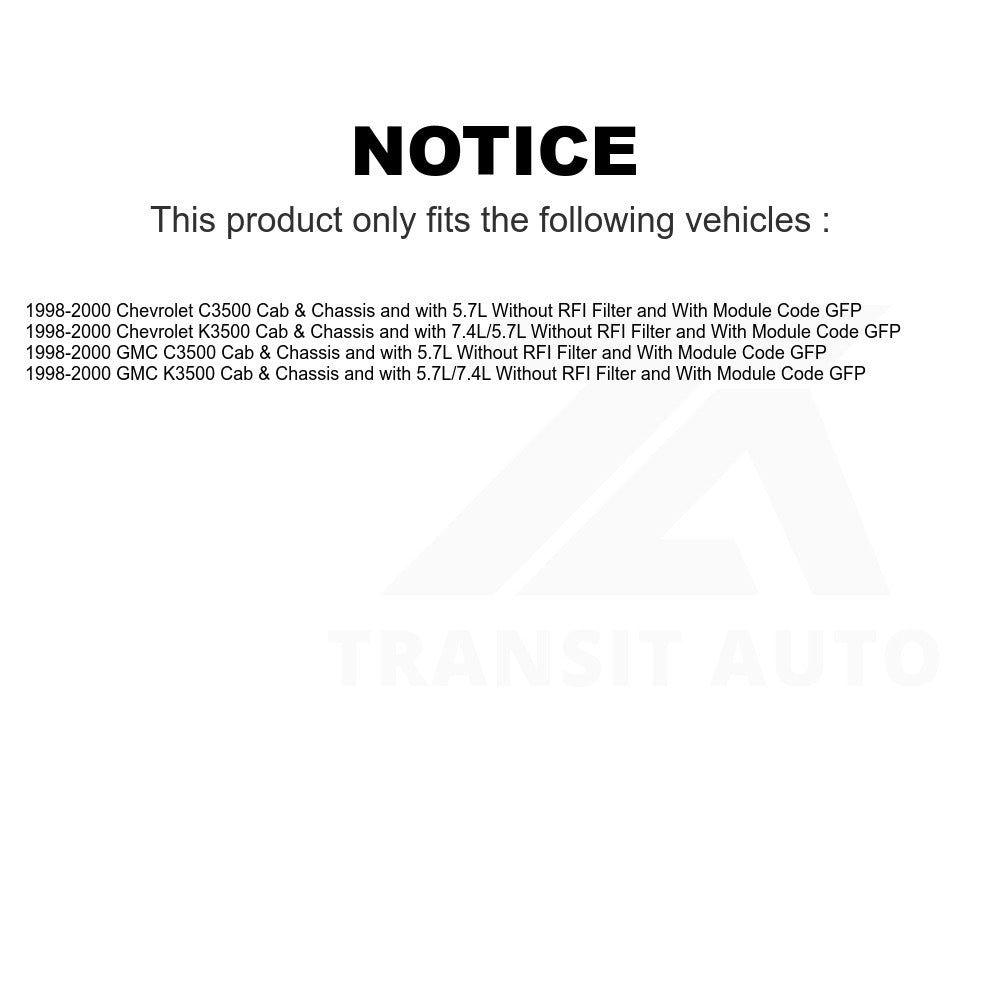 Fuel Pump Module Assembly AGY-00310320 For 1998-2000 Chevrolet C3500 K3500 GMC Without RFI Filter With Code GFP