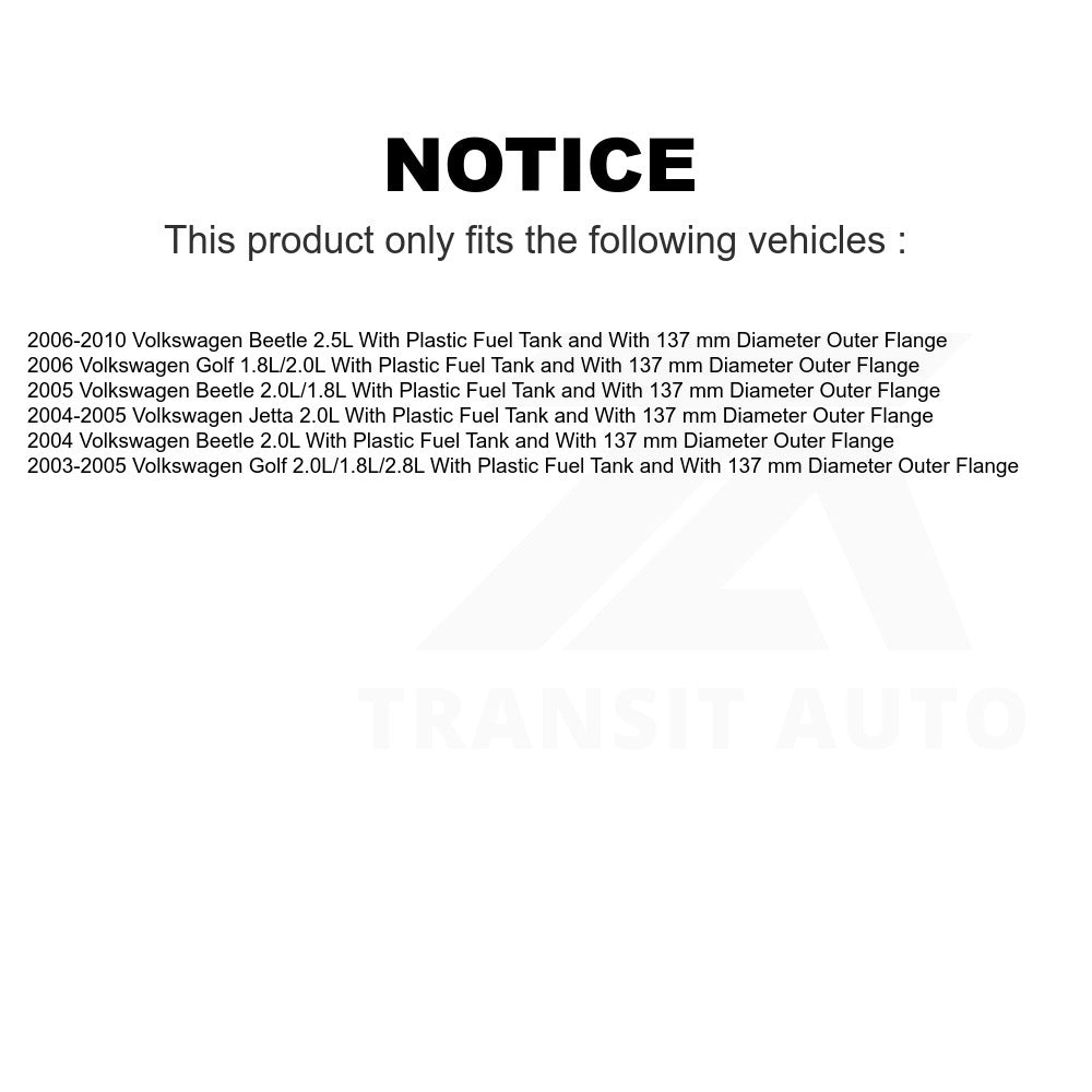 Fuel Pump Module Assembly AGY-00310496 For Volkswagen Beetle Jetta Golf With Plastic Tank 137 mm Diameter Outer Flange