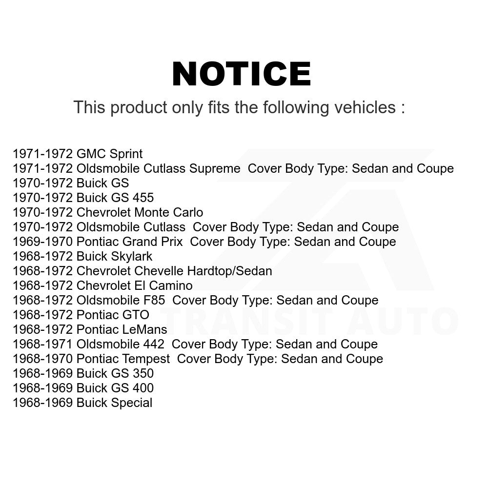 Fuel Tank Strap AGY-01110049 For Chevrolet Chevelle Pontiac Oldsmobile El Camino Buick Monte Carlo GTO Skylark LeMans Cutlass Supreme 442 GS 455 Grand Prix Tempest 400 GMC Sprint Special F85 350