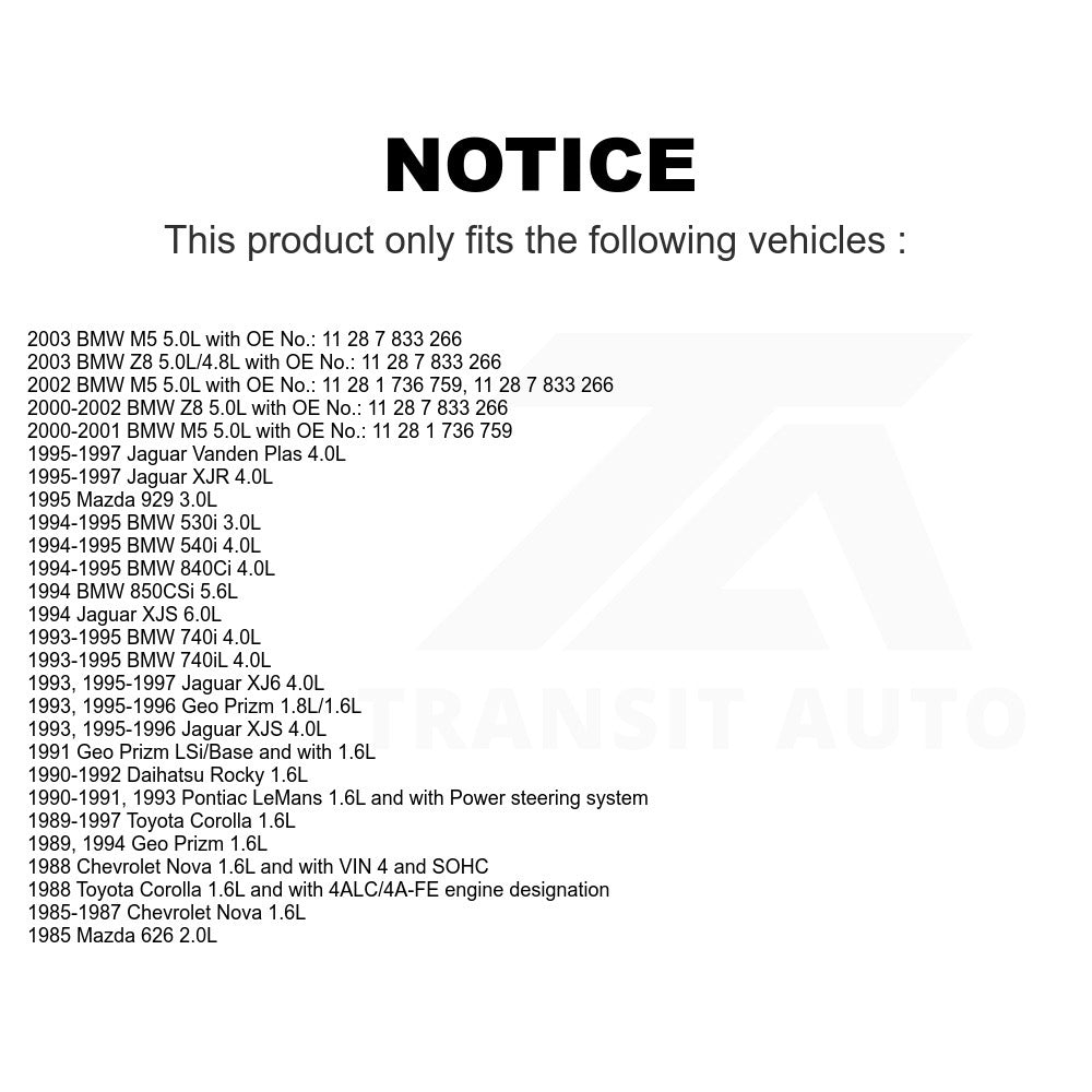 Accessory Drive Belt BAN-5PK980 For Toyota Corolla Geo Prizm Jaguar BMW XJ6 XJS M5 Chevrolet Nova Vanden Plas 740iL 740i 530i 540i Z8 Daihatsu Rocky Mazda 626 840Ci Pontiac LeMans XJR 929 850CSi