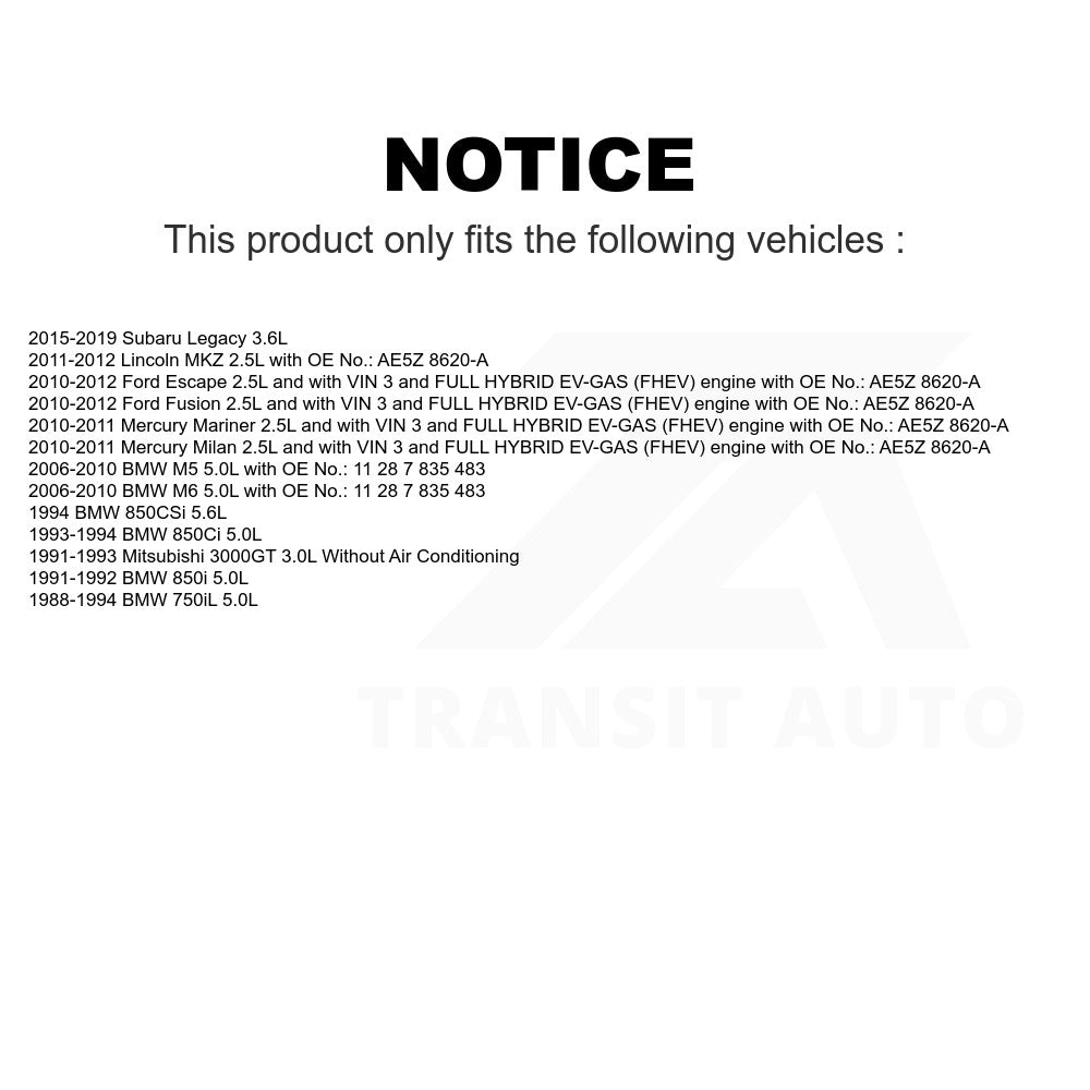 Accessory Drive Belt BAN-6PK1080 For Ford Fusion Escape Subaru Legacy Mercury Lincoln MKZ Milan Mariner BMW Mitsubishi 3000GT M5 M6 850i 750iL 850Ci 850CSi