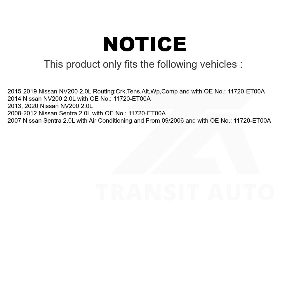 Accessory Drive Belt BAN-6PK1212A For Nissan Sentra NV200 2.0L