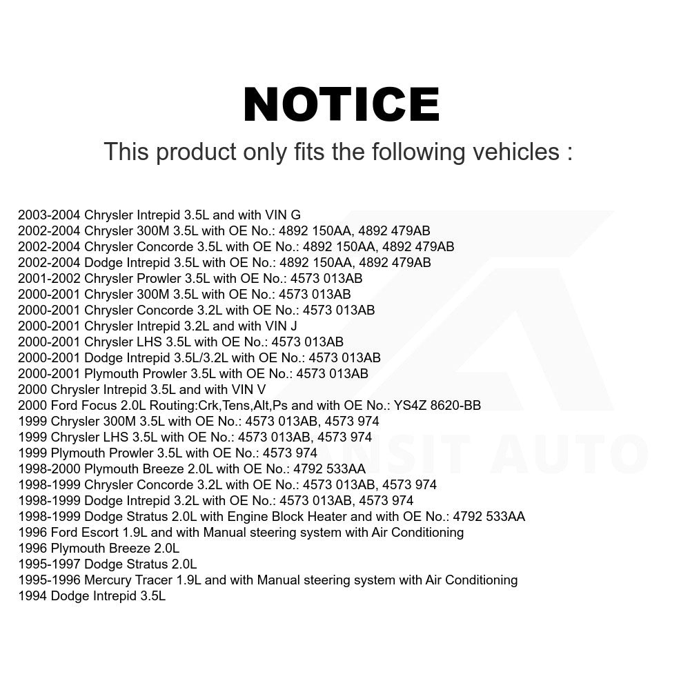 Accessory Drive Belt BAN-6PK1345 For Chrysler Dodge Intrepid 300M Ford Focus Concorde Stratus Plymouth LHS Breeze Prowler Escort Mercury Tracer