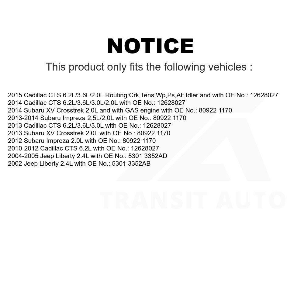 Accessory Drive Belt BAN-6PK2155 For Subaru Jeep Liberty Cadillac CTS Impreza XV Crosstrek