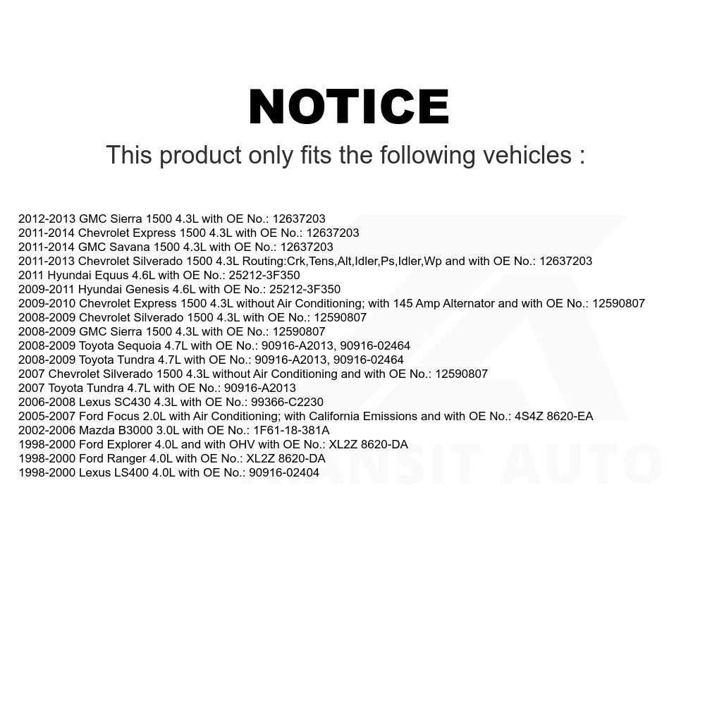 Accessory Drive Belt BAN-6PK2230 For Chevrolet Silverado 1500 Ford Ranger GMC Sierra Focus Toyota Explorer Tundra Express Hyundai Genesis Lexus Sequoia LS400 Mazda B3000 SC430 Savana Equus