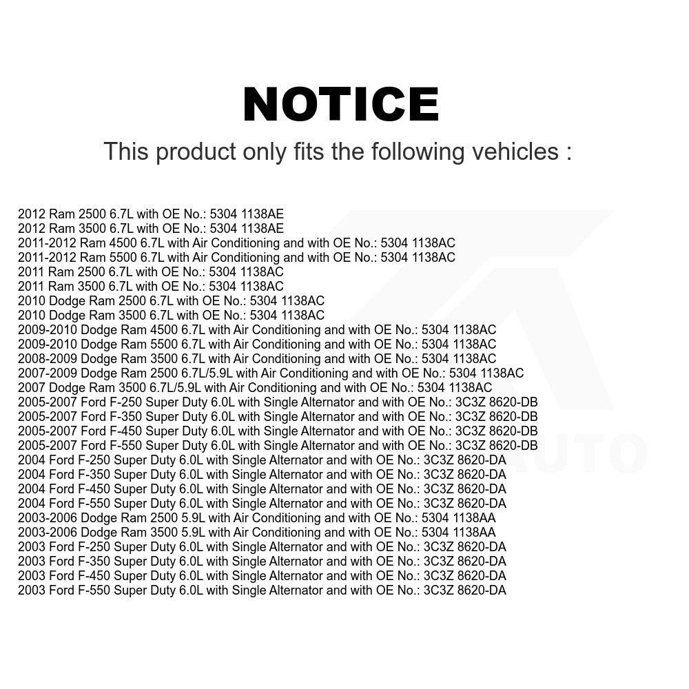 Accessory Drive Belt BAN-8PK3210 For Ford Dodge F-250 Super Duty Ram 2500 F-350 3500 5500 4500 F-450 F-550