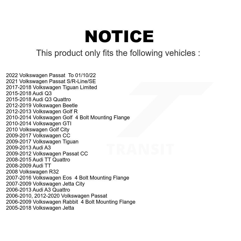 Front Wheel Bearing And Hub Assembly Pair For Volkswagen Jetta Passat Tiguan Beetle CC Audi Q3 GTI Eos Golf Rabbit A3 TT Quattro Limited R R32 City K70-100309