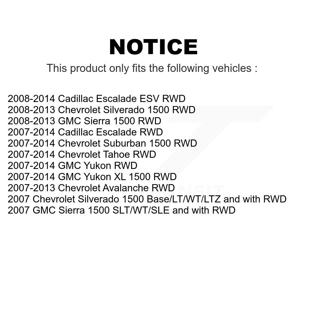 Front Wheel Bearing And Hub Assembly Pair For Chevrolet Silverado 1500 GMC Sierra Tahoe Suburban Yukon XL Avalanche Cadillac Escalade ESV K70-100429