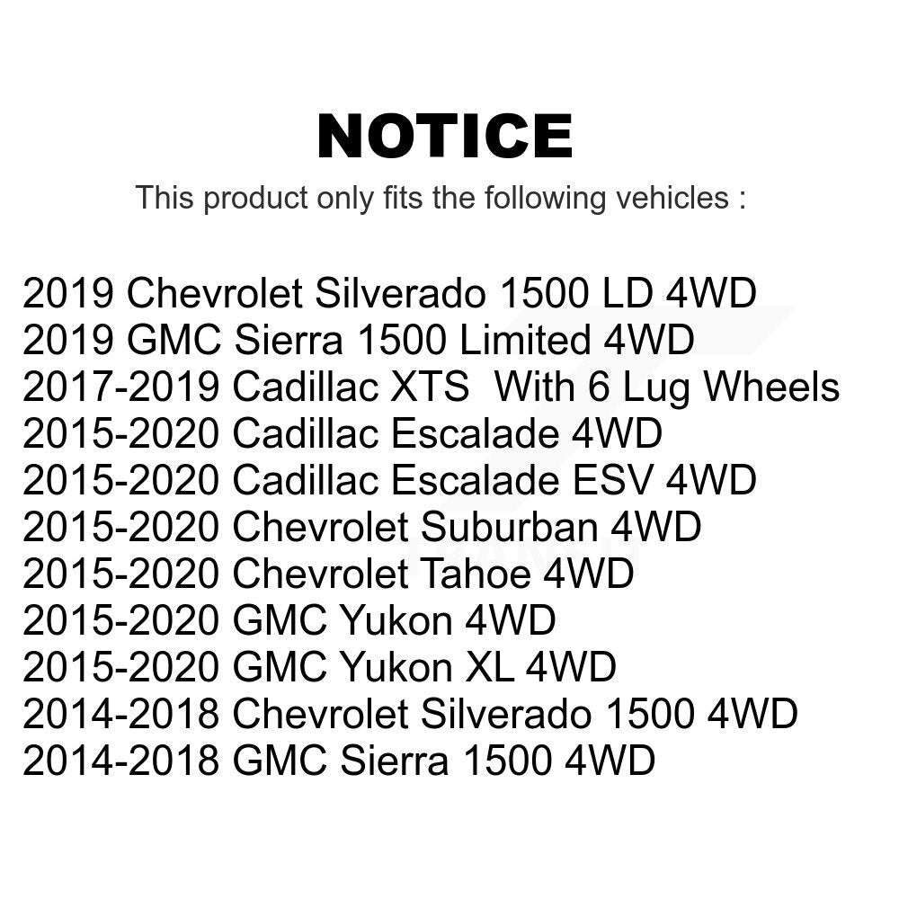 Front Wheel Bearing And Hub Assembly Pair For Chevrolet Silverado 1500 GMC Sierra Tahoe Suburban Yukon Cadillac XL Escalade ESV LD XTS Limited K70-100454
