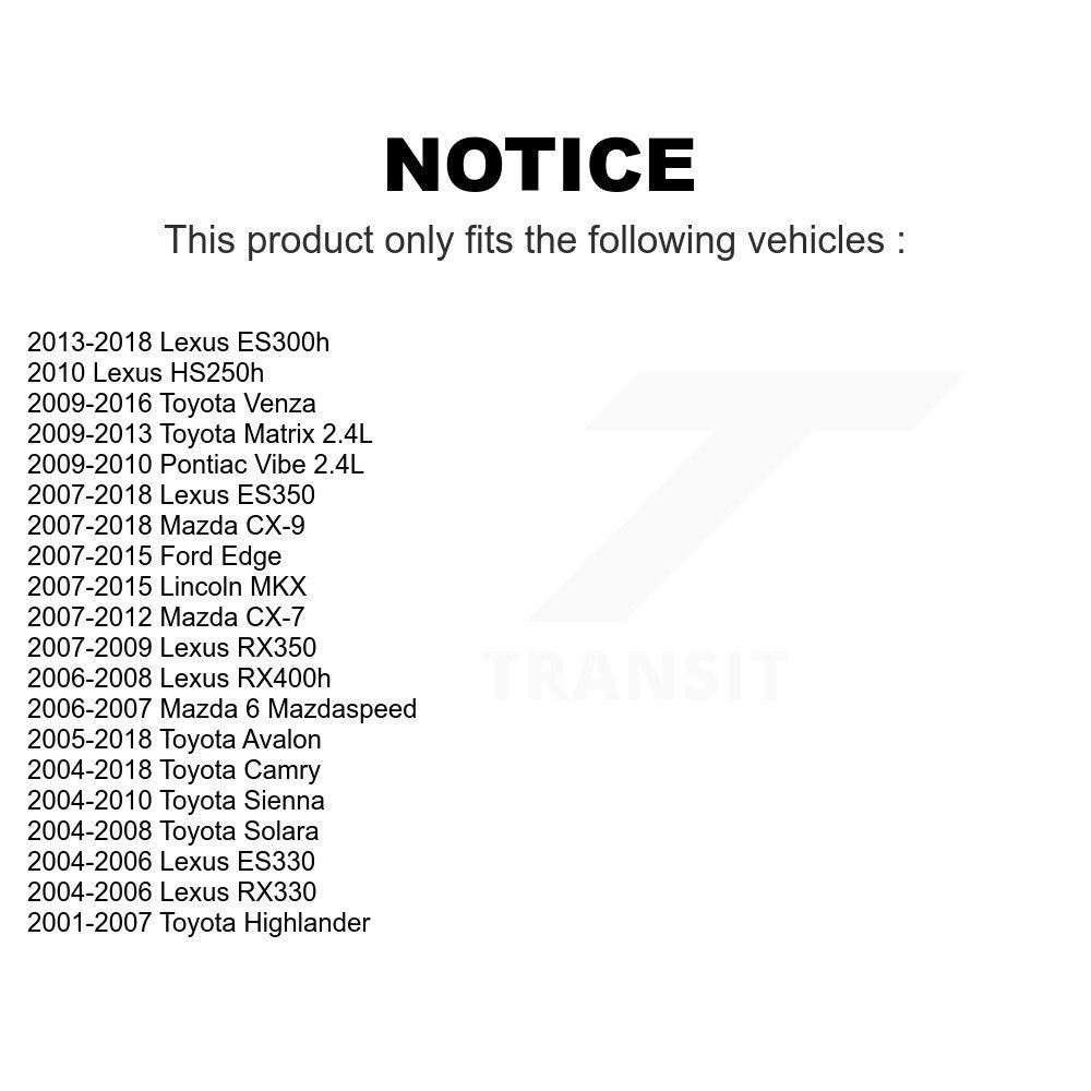 Front Wheel Bearing Pair For Toyota Camry Lexus Ford Edge Sienna ES350 Avalon Highlander Mazda CX-9 Venza Lincoln MKX RX350 RX330 Solara ES330 CX-7 6 Matrix ES300h RX400h Pontiac Vibe HS250h K70-100508