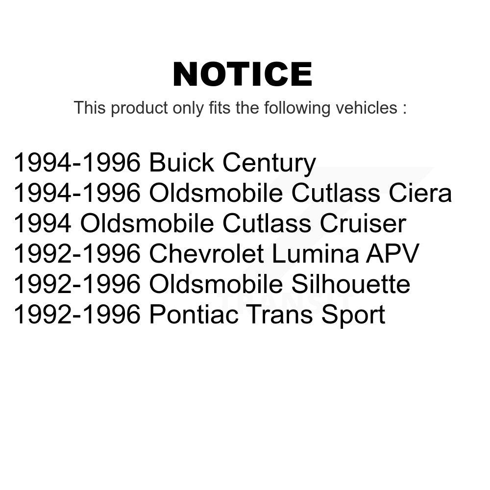 Front Rear Wheel Bearing & Hub Assembly Kit For Oldsmobile Cutlass Ciera Buick Century Chevrolet Lumina APV Pontiac Trans Sport Silhouette Cruiser K70-101164