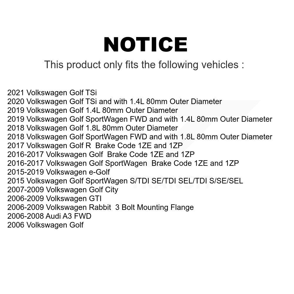 Front Rear Wheel Bearing & Hub Assembly Kit For Volkswagen Rabbit Golf SportWagen GTI e-Golf Audi A3 R City K70-101250