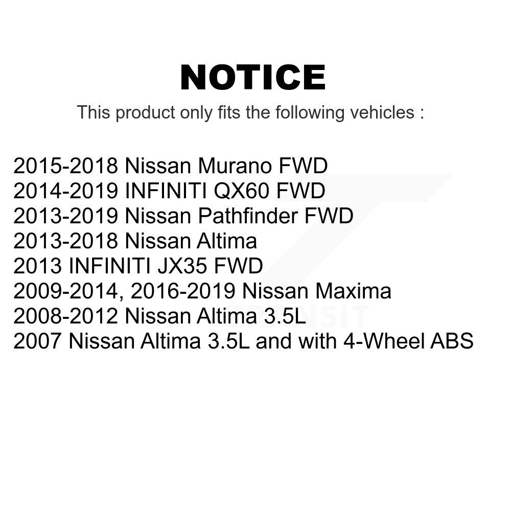 Front Rear Wheel Bearing & Hub Assembly Kit For Nissan Altima Maxima Pathfinder Murano INFINITI QX60 JX35 K70-101266